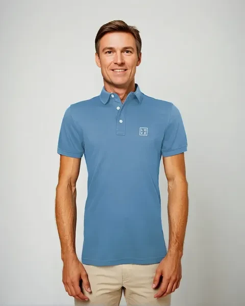 Polo “Cool-Fit” Men – Blue / White embroidery