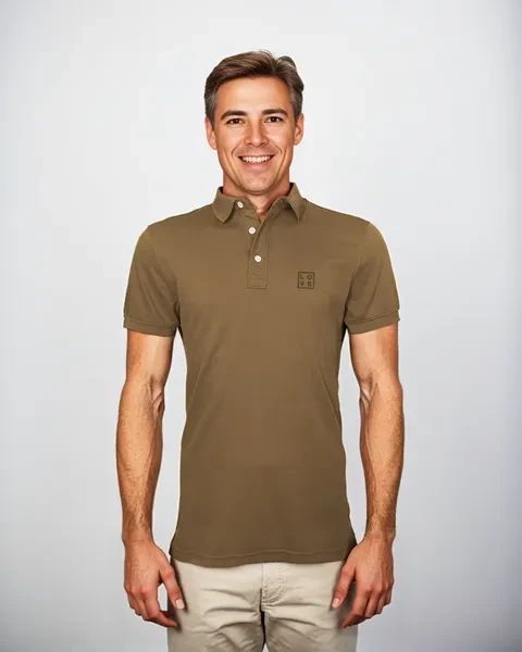 Polo “Cool-Fit” Men – Camel / Gold brown embroidery